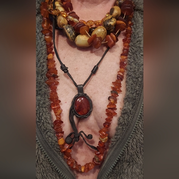 Minimalist Black Cord Necklace with Red Gemstone Pendant - Picture 8 of 8